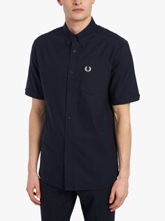 Оксфордская рубашка с короткими рукавами Fred Perry, темно-синяя