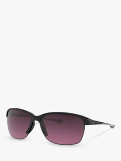 Женские неудержимые поляризованные прямоугольные солнцезащитные очки Oakley OO9191, полированный черный/фиолетовый с градиентом