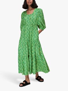 Платье макси с трапецией Whistles Climbing Vine, зеленый/разноцветный