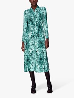 Платье миди с леопардовым принтом Whistles, зеленый/разноцветный