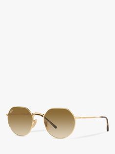 Ray-Ban RB3565 Jack унисекс металлические шестиугольные солнцезащитные очки, золотисто-коричневый с градиентом