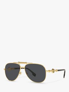 Versace VE2236 Солнцезащитные очки-пилоты унисекс, золотистый/черный