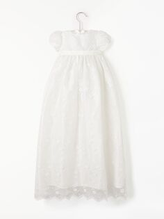 Детское шелковое кружевное платье John Lewis кремового цвета