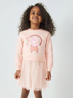 Детское блестящее платье-пачка с вышивкой Свинка Пеппа Brand Threads, розовое