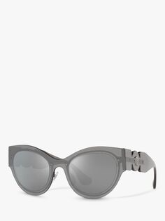 Versace VE2234 Женские солнцезащитные очки-бабочки, прозрачный серый/зеркальное серебро