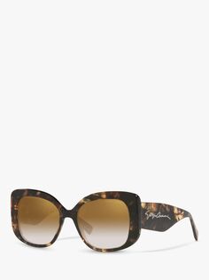 Emporio Armani AR8150 Женские массивные квадратные солнцезащитные очки, желтая черепаха/коричневый градиент, желтая черепаха/коричневый градиент