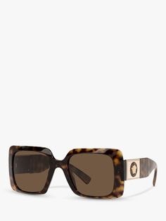 Versace VE4405 Женские массивные прямоугольные солнцезащитные очки, Гавана/Коричневый