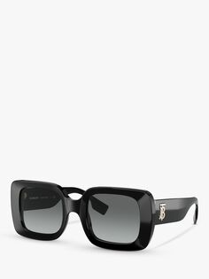 Женские квадратные солнцезащитные очки Burberry BE4327, черно-серые с градиентом