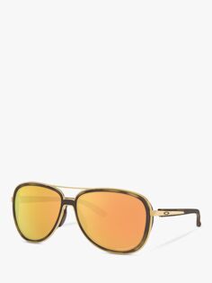 Женские поляризационные солнцезащитные очки-авиаторы Oakley OO4129, цвет Гавана/оранжевый