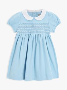 Платье из хлопка пима со сборками для малышей из коллекции John Lewis, синее