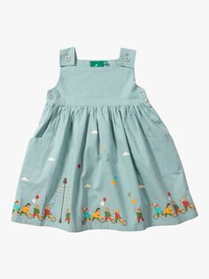 Платье Little Green Radicals для малышей из органического хлопка с принтом на подоле, цвет Утиное яйцо, синий/разноцветный