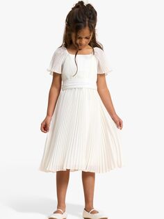 Детское плиссированное платье из жоржета Angel &amp; Rocket Camille, белое