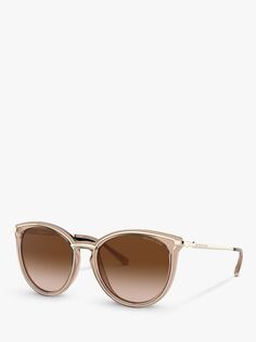 Michael Kors MK1077 Женские круглые солнцезащитные очки Brisbane, светло-золотистый/коричневый с градиентом