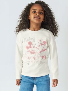 Детская футболка с длинными рукавами Brand Threads Disney Mickey and Minnie Mouse, белая