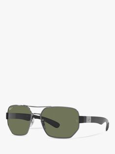 Ray-Ban RB3672 Поляризованные солнцезащитные очки унисекс в стальной оправе неправильной формы, бронзовый/классический зеленый