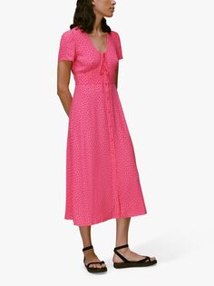 Платье миди на пуговицах с точечным принтом Whistles Heidi, Розовый/Мульти