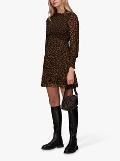 Мини-платье с леопардовым принтом Whistles, коричневый
