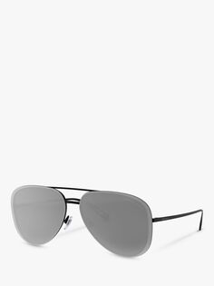 Женские солнцезащитные очки-авиаторы Giorgio Armani AR6084, черные/зеркально-серые