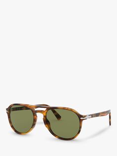 Persol PO3235S Женские солнцезащитные очки-авиаторы, Светлый Гавана/Зеленый