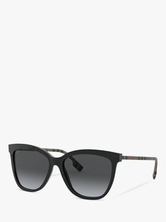 Женские поляризационные квадратные солнцезащитные очки Burberry BE4308, черно-серые с градиентом