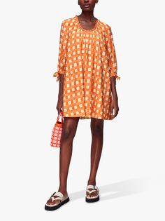 Платье-трапеция со сборками Whistles Lydia, оранжевый/разноцветный