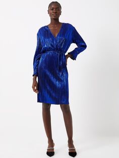 Плиссированное платье с эффектом металлик French Connection Singa, синее