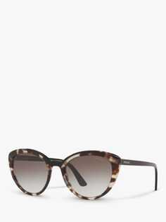 Prada PR 02VS Женские солнцезащитные очки кошачий глаз, черный мульти/коричневый с градиентом