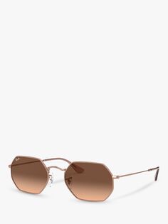 Женские семиугольные солнцезащитные очки Ray-Ban RB3556N, бронзовый/коричневый с градиентом