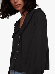 Блуза с объемным воротником Whistles, черная
