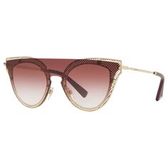 Женские солнцезащитные очки кошачий глаз Valentino VA2020, светло-золотой/розовый с градиентом