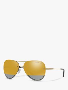 Женские солнцезащитные очки-авиаторы Michael Kors MK1026 La Jolla, бледно-золотой/серый