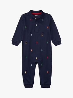 Пижама с логотипом Ralph Lauren Baby Schiffli, темно-синий