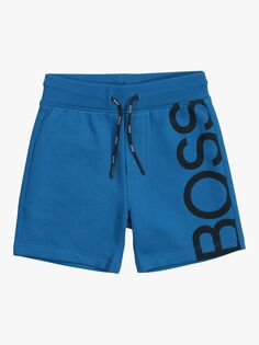 Детские шорты-бермуды для бега для бега HUGO BOSS, бледно-голубые