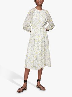 Платье из смесового шелка с цветочным принтом Whistles Savannah, Многоцветный