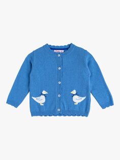 Кардиган Trotters Baby Jemima Duck из смеси шерсти и кашемира, лазурно-синий