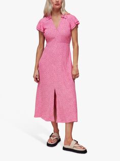 Платье миди с диагональными крапинками Whistles Petite Nina, розовый/мульти