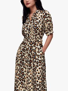 Платье миди с леопардовым принтом Whistles, леопардовый принт
