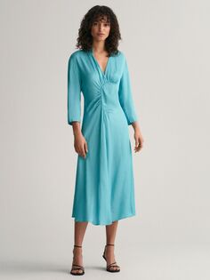 GANT Простое присборенное платье, синий тропический