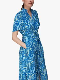 Платье-миди с принтом зебры Seafoam Whistles, синий/разноцветный
