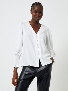 Блуза из крепа French Connection с V-образным вырезом, зимний белый