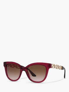 Versace VE4394 Женские солнцезащитные очки кошачий глаз, прозрачные бордо/коричневые с градиентом