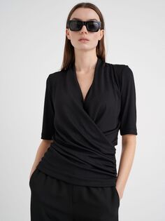 InWear Jani Ben Плиссированная блузка с запахом, черная