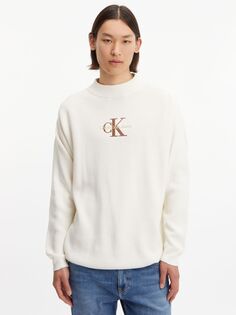Хлопковый джемпер с логотипом Calvin Klein Jeans Core Monogram, цвет слоновой кости