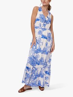 Платье макси со сборками James Lakeland Palm Tree, синее