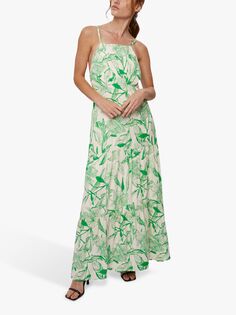Платье макси с открытой спиной и цветочным принтом James Lakeland, зеленое