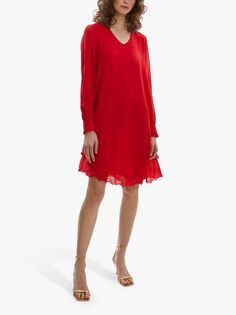Платье James Lakeland с длинными рукавами и волнистым подолом, красное