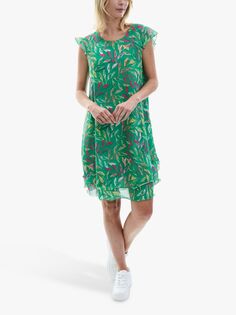 Платье James Lakeland с принтом листьев, рукавами с рюшами и волнистым подолом, зеленый