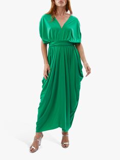 Плиссированное платье макси James Lakeland летучая мышь, зеленое
