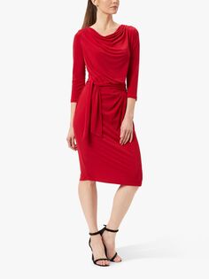 Платье James Lakeland со сборками и поясом, красное