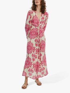 Платье миди с принтом и узлом James Lakeland, розовое